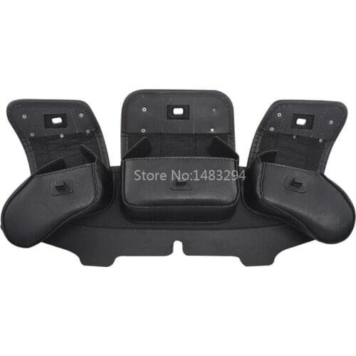 Motorcycle Black 3 Pocket Windshield Bag Fairing Pouch For Harley CVO Electra Glide Street Glide Ultra Limited Tri Glide 96-Up