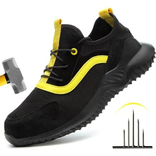 Air Mesh Steel Toe Safety Shoes Men Breathable Working Shoes Puncture-Proof Non-slip Safety Boots Lightweight Sneakers Drop ship