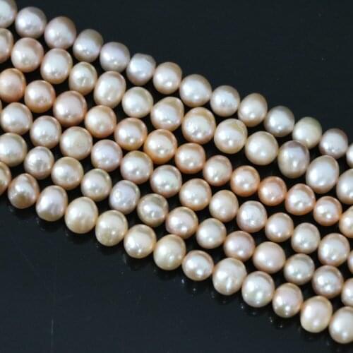 New Cute/Romantic Hot Natural Orange Freshwater Pearl Approx Round Loose Beads 7-8mm Fashion Diy Loose Jewelry 15inch B1349