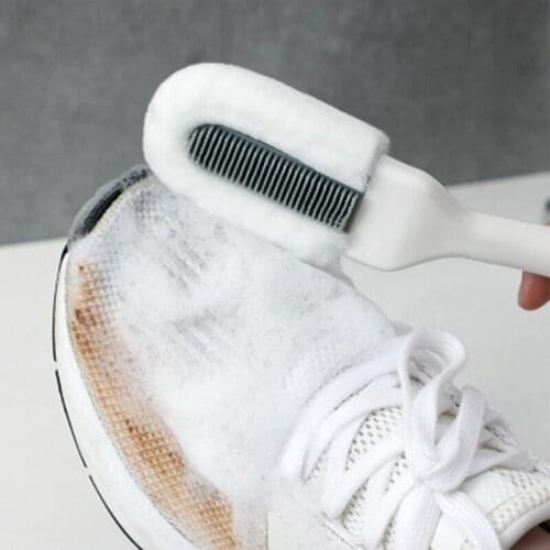Shoes Brush Double Head Sneakers Washing Brushes With Long Handle Soft Hair Suede Nubuck Cleaner Household Cleaning Tools Gadget