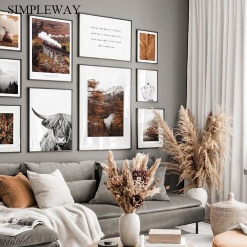 Autumn Forest Leaf Scandinavian Poster Nature Landscape Print Canvas Wall Art Painting Photography Nordic Decoration Picture