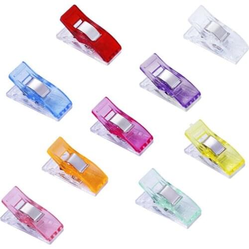 Plastic 2.7x1cm Sewing Fabric Bordure Tidy Grocery Products Package Grip Clamp Spring Paper Small Clips Half Clear&Color 1000pcs