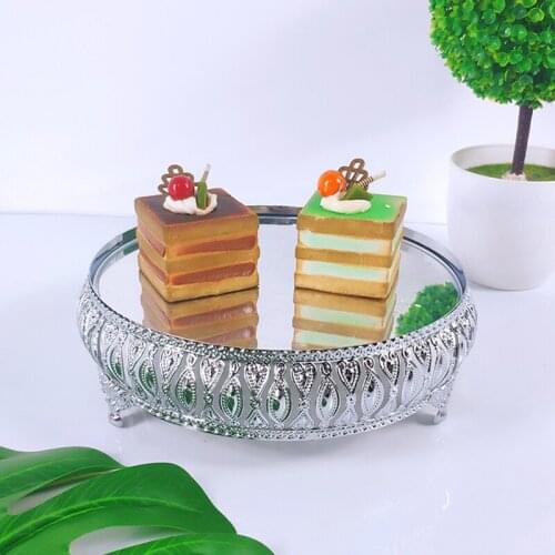 Hot new arrive 1-5pcs Golden mirror cake stand high grade electroplate metal wedding cake rack cake tray