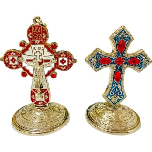 Orthodox Cross Jesus Cross With Base Catholic Decoration Church Orthodox Cross Crafts Car Base High Qulity