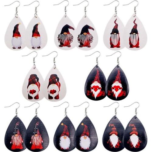PU Leather Christmas Dwarf Earrings for Women 2021 New Christmas Jewelry Gifts Wholesale