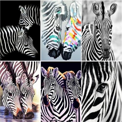 RUOPOTY 60x75cm Frame Paint By Number For Adults Zebra Animals Picture By Numbers Acrylic Paint On Canvas Home Decors Art