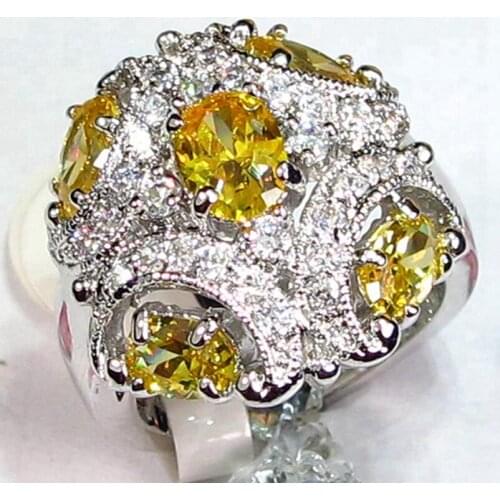 SHUNXUNZE fashion vintage Engagement Wedding rings Jewelry for Noble women champagne Cubic Zirconia Rhodium Plated R420 size 6 8