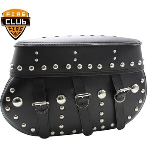 Unviersal black saddlebag Motorcycle Waterproof PU Leather Saddle Bag Side Luggage Tool Bags For Harley