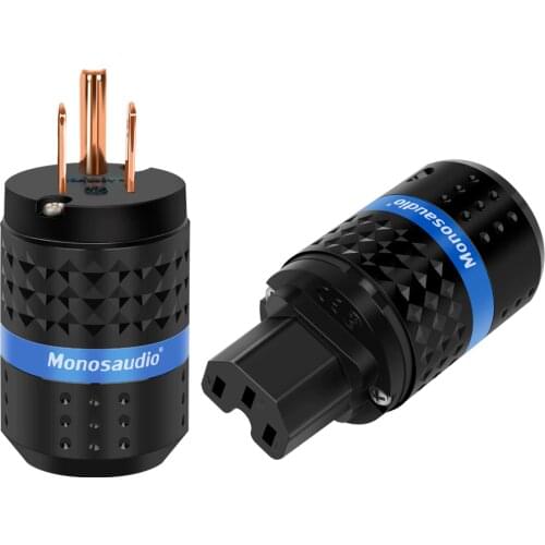 Monosaudio M102/F102 High Quatiy Pure Copper US AC Power Plug & IEC320 C13 Connector for Audio DIY Mains Power Cable