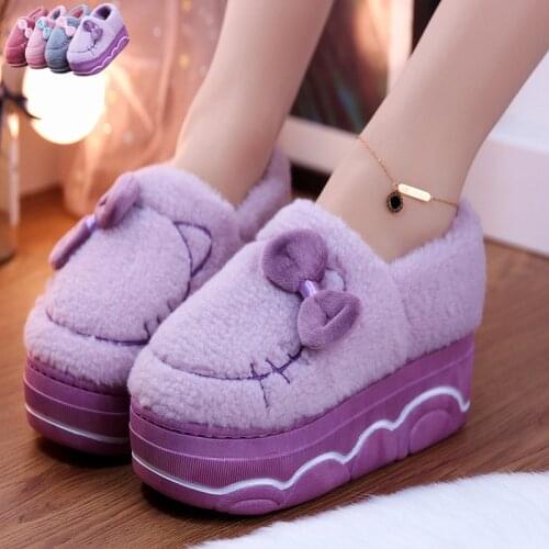Shoes House Slippers Platform Luxury Slides On A Wedge Med Shose Women Butterfly-knot Heeled Mules Flock Designer Heels Short