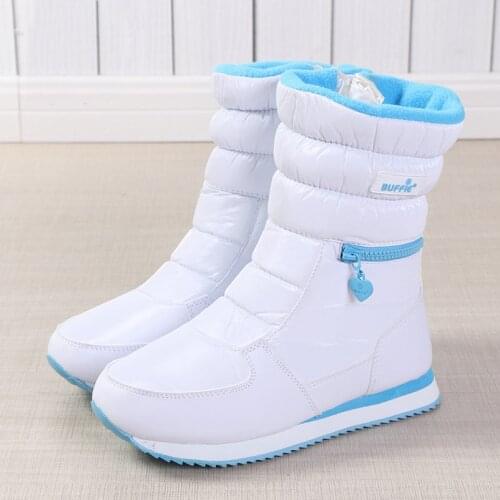 Winter Boots Women Ladys Warm Shoes Snow Boot Inside Mixed Natural Wool Solid Color White 2020