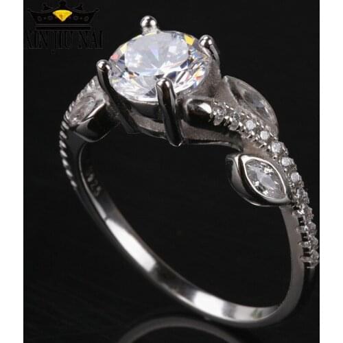 925 sterling silver Ladies Vintage Ring Glamour Flower Rose Flower Shaped Bridal Wedding Jewelry Platinum Color Engagement Ring