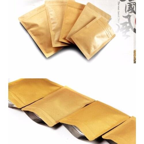 0.28mm Kraft Paper Flat Bottom Valve Bags Dried Fruits Food Tea Pouches Recloseable Yellow Kraft Pack Bags Inside Aluminum Foil