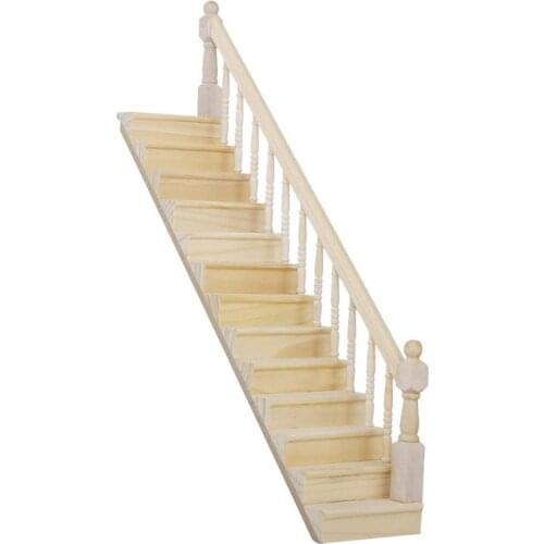1:12 Dolls House Wooden Staircase with Right Handrail Pre-Assembled 45-Degree Slope