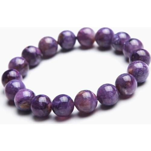 11mm Genuine Natural Purple Charoite Gems Round Loose Beads Jewelry Charm Stretch Bracelet