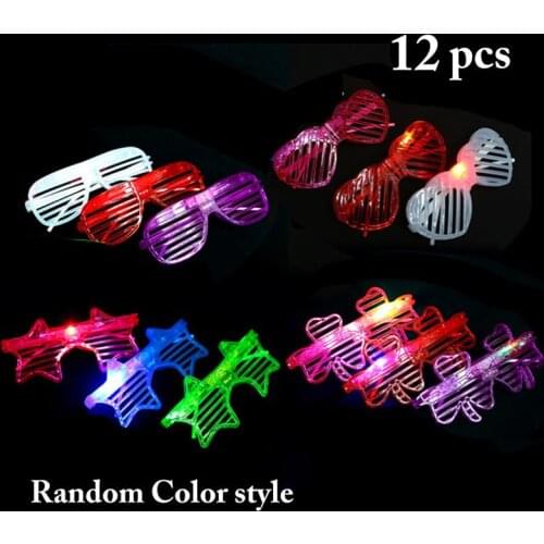 12pcs Colorful Luminous Glasses Led Light Up Visor Eyeglasses for Bar KTV Christmas Birthday Party New Year Decorations