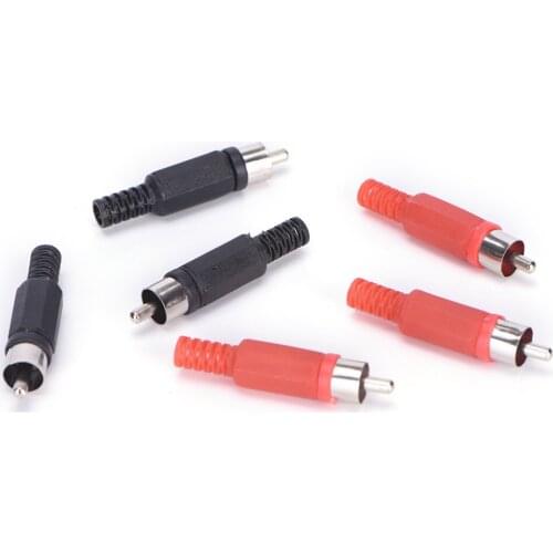 20 Pcs Black Male Plug & Red Solder RCA Audio Video Adapter Connector