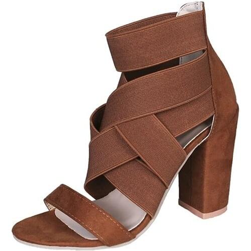 2021 New Style Fashion Ladies Summer Sexy High Heel Party Shoes Ladies Open Toe Thick With Womens High Heels Sandal