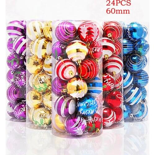 24pcs Christmas Ball Ornaments Christmas Tree Balls Decorations for Xmas Trees Wedding Party Decoration, 60mm
