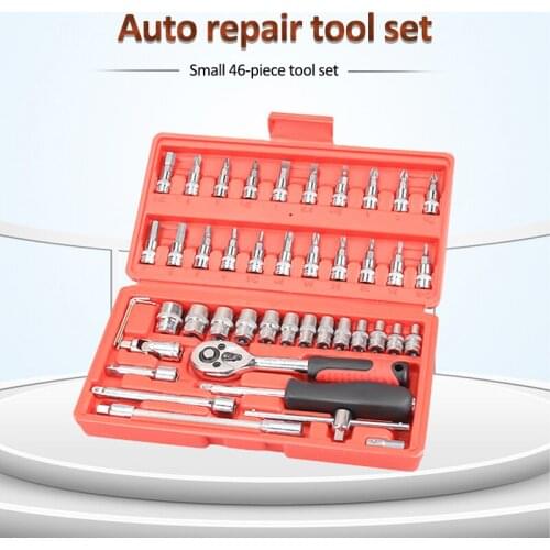 46pcs Socket Ratchet Car Repair Tool Wrench Set Head Ratchet Pawl Socket Spanner Screwdriver Professional Repair Hand Tool Kit