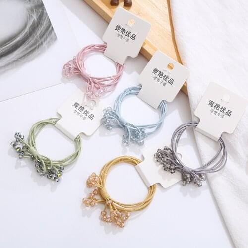 5PCS Hair Rubber Band Headrope Tiara Hair Decoration Hair Rope Hair Ring Rubber Band Ponytail Holder Fashion Hair Accessories