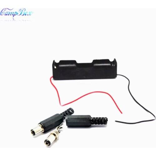 50Pcs 1x18650 Battery Case Holder Socket Wire Junction Box With 15cm Wires, 5.5/2.1 DC Plug