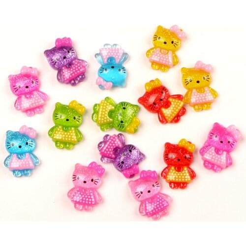 50Pcs Mixed Cats Resin Decoration Crafts Beads Flatback Cabochon Scrapbook Kawaii DIY Embellishments Accessories Buttons