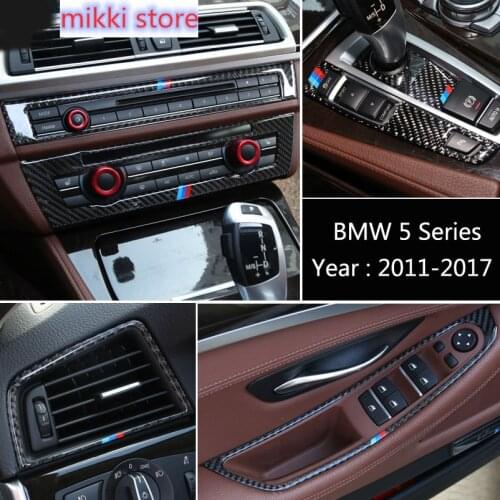 Accessories Carbon Fiber For BMW 5 series F10 F18 Car Center Console Cover Air Conditioning Outlet Vent Decorative Frame Sticker