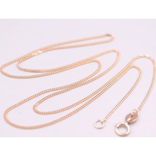 AU750 Pure 18K Rose Gold Chain 1mm Curb Link Necklace 1.9-2g / 17.3inch For Women Lucky Gift