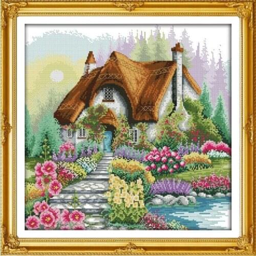 Flower Home Scenic Needlework Cross stitch,For Embroidery kits,Precise Printed Patterns Counted Cross-Stitching,DIY Handmade