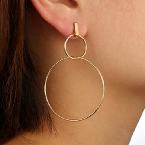 Geometric ring double ring size earrings Set For Women Simple Aros Alloy Round Earrings Party Punk Jewelry Girl Gift