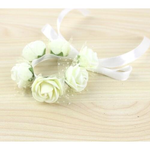 Red Pink Blue Purple Orange Green Wrist Flower Wedding Bride Corsage Hand Decorative Wristband Bracelet Bridesmaid Hand Flower