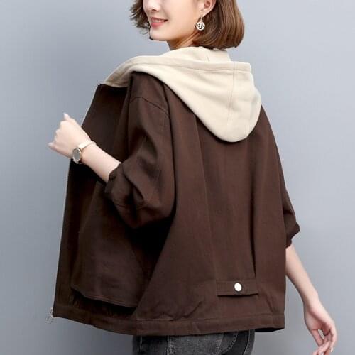 2021 New Womens Jackets Causal Windbreaker Famale Basic Coats Hooded Zipper Lightweight Jackets Bomber Outwear Plus Size 4XL