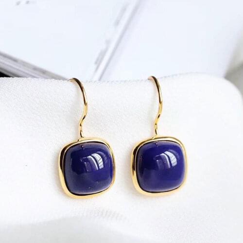 Lapis lazuli Chinese style antique Earrings palace unique ancient gold craft Bohemian charm womens brand jewelry