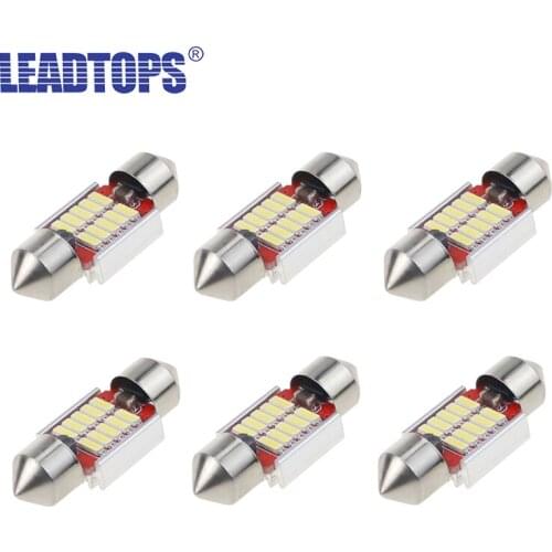 LEADTOPS 6pcs C5W C10W Car Interior Reading lights Car LED Festoon 31/36/39/41mm 5500K Map Lamp Dome Bulb DC 12v BA