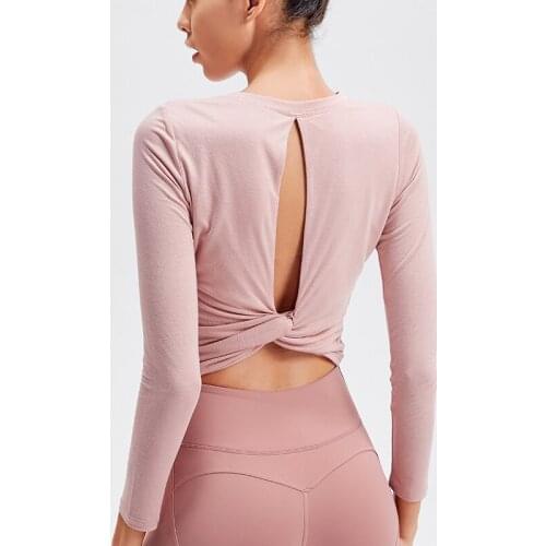 Fitness-Training Summer Women Quick Dry Vest Beauty Backless Workout Running Loose Slim Fit Breathable Long Sleeve Yoga Top T484
