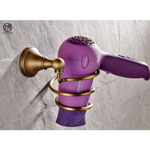 Bathroom Hardware Brushed Antique Shelf Brass Shower Storage Cooper Wall Mounted Hair Dryer Holder