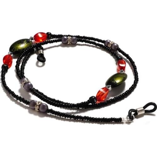 Fashion Acrylic Crystal Glasses Neck Strap Chain Clear Green Red Beads Eyeglasses Necklace Metal Sunglasses Cord Lanyard