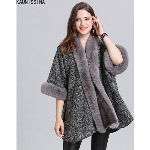 Fashion Faux Fur Coat Cape Shawl Cardigan Plus Size Winter Autumn Women Poncho and Capes Female Cloaks Streetwear Overcoats