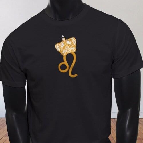 T Shirt Men 100% Cotton T-Shirt Order T Shirtslion Fire Sun Zodiac Leo Crown Astrological Sign Mens Black crazy Tee Shirt
