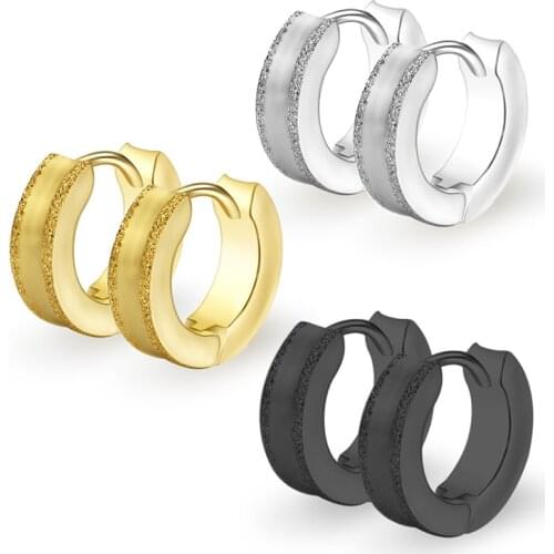 1Pair New Mens Hoop Earrings Small Creoles Titanium 316L Surgical Steel Silver Gold Black 4x13mm Anti-allergic Punk Jewelry