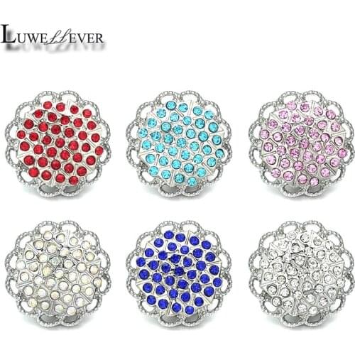 New Component w482 Flower Crystal 18mm Metal Snap Button For Bracelet Necklace Interchangeable Jewelry Accessorie Findings