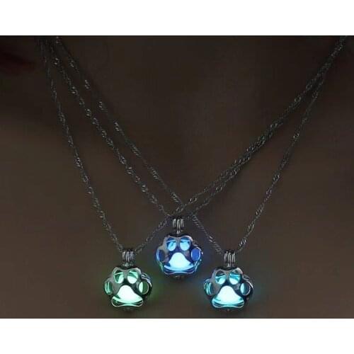 Charm Chokers Luminous Necklace For Women Collier Glow In The Dark Paw Pendants & Necklace Men Fashion Jewelry
