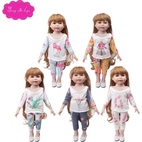 18 inch Girls doll clothes Unicorn long-sleeved suit + pants pajamas American newborn dress Baby toys fit 43 cm baby dolls c721