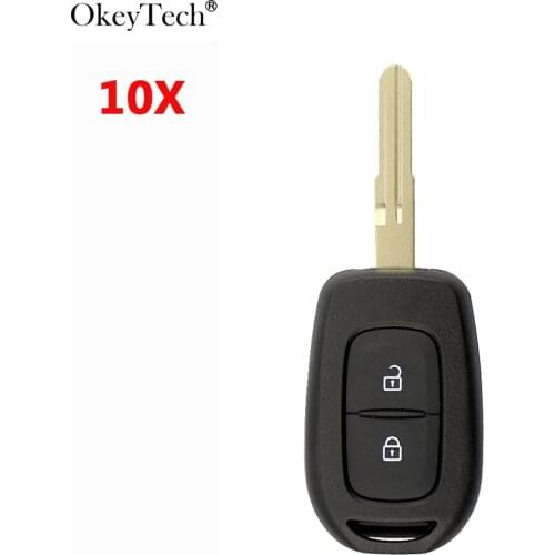 Okeytech 10PCS/LOT 2 Buttons Replacement New Remote Key Shell Case Fob For Renault Duster Trafic Clio 4 Master 3 Logan Dokker