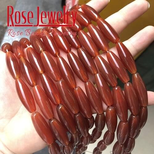 Wholesale Natural Red Agates Oval Shape Beads Stone Beads Rice Shape Handmade Bracelet Beads Accessory For Jewelry Making