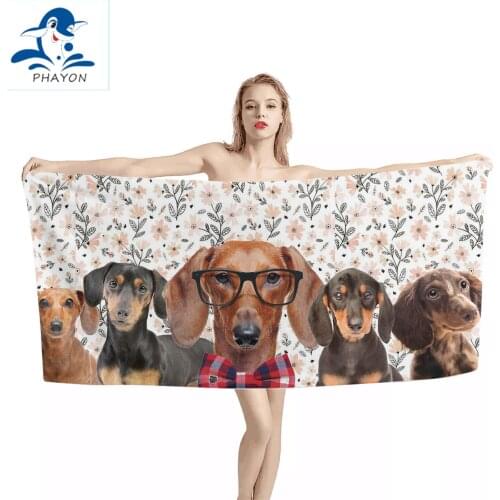 PHAYON 2021 Foral Printing Design Microfiber Absorbent Beach Towels for Man Women Cartoon Dogs Home/Hotel Bath Towels Travel