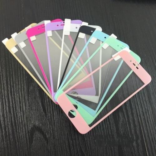 Suitable for 7 8 8plus pure color color tempered explosion-proof film pink green blue purple rose red full screen front film