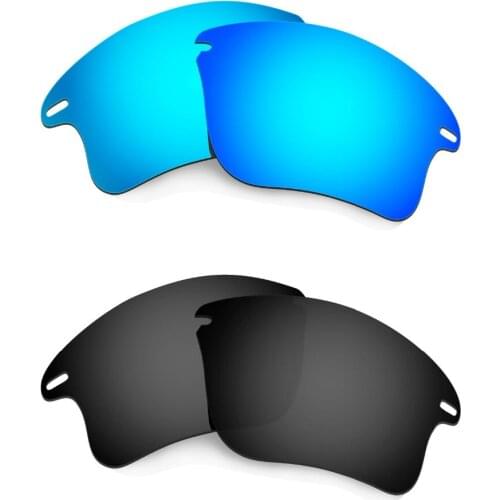 2 Pairs HKUCO For Fast Jacket XL Polarized Replacement Lenses Blue & Black - Lenses only 100% UVA & UVB Protection