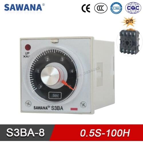 Time Relay Timer SPDT 24VAC 24-240VAC/DC On delay 0.5S-100H S3BA-8 H3BA-8 8 pins socket base Relays